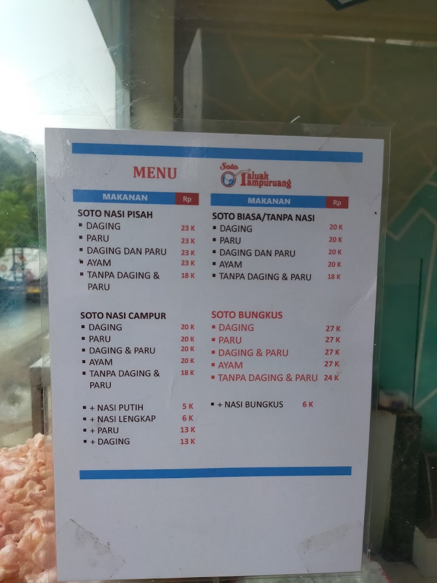 Soto Taluak Tampuruang Seberang Padang Menu - Image 6